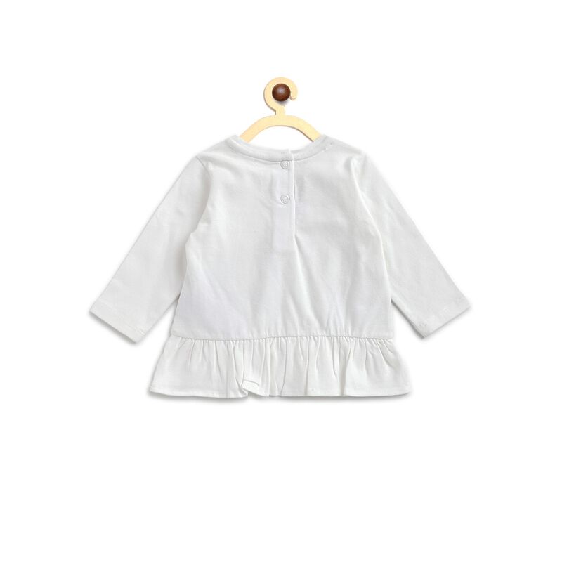 Knitted T-Shirt With Print And Ruffles At Hem image number 1